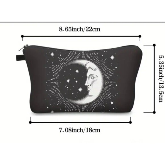 Cute Celestial moon makeup bag zip pouch boho gift - Picture 3 of 3